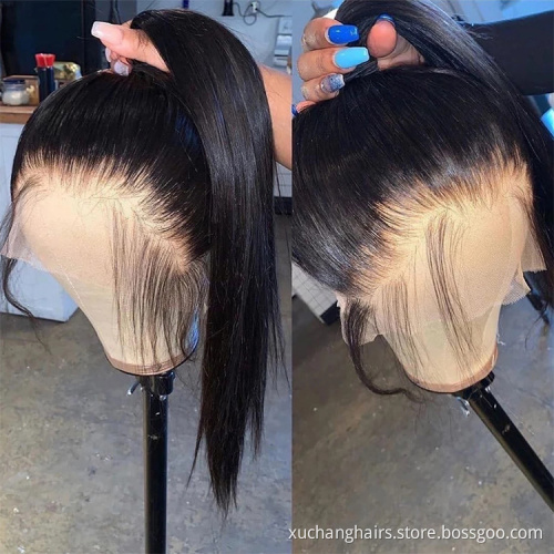 Natural color virgin cuticle aligned hair 360 lace frontal wigs vendor full lace human hair wig with baby hair